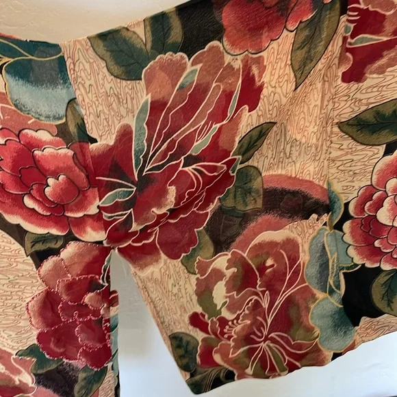 Chico's Kimono Jacket Vintage Floral Jewel Tones Some Flowers Beaded Cardigan S… - Picture 5 of 13